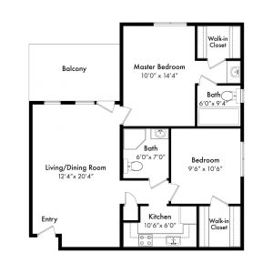 Two bedroom - 900 square feet